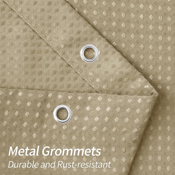 MitoVilla Tan Waffle Shower Curtain 72 x 78, Fabric Farmhouse Long Shower Curtain Set, Modern Cloth Shower Curtain for Bathroom Decor, Luxury Hotel Shower Curtains 78 inch Long, Taupe