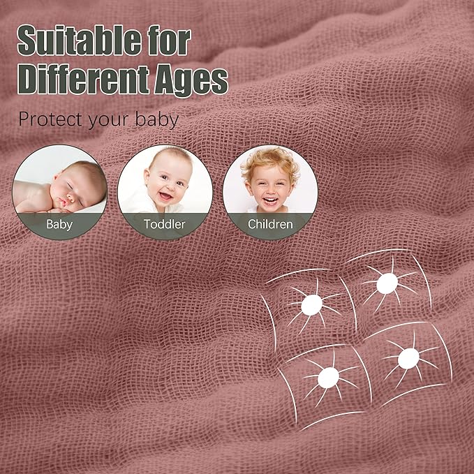 Spotted Play 2 Pack Hooded Baby Towels - 100% Muslin Cotton for Newborns, Infants, Toddlers - Large 32x32 Inch Size - Highly Absorbent and Essential for Newborn Care, Deep Bean Paste
