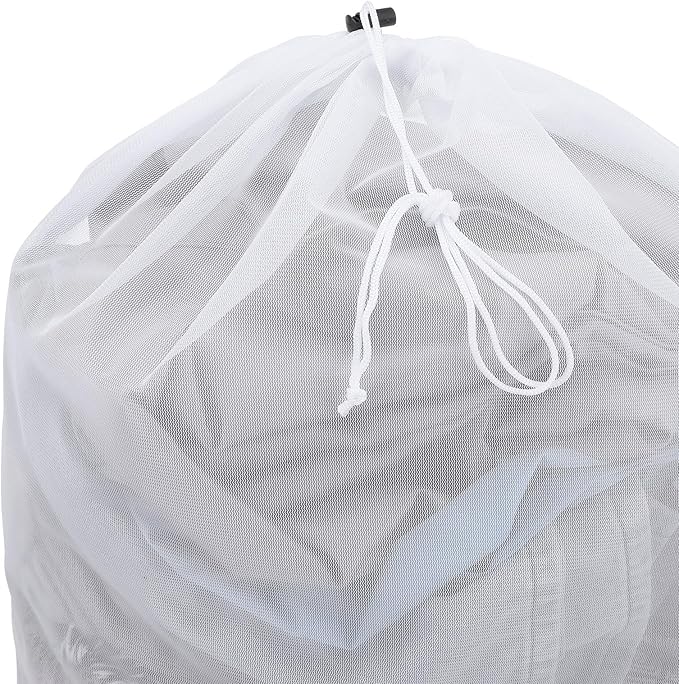 12 Pack Mesh Laundry Bag with Drawstring Closure, 24" x 35" Heavy Duty Extra Large Laundry Bags for Travel, Storage, College, Dorm and Apartment Dwellers, Machine Washable