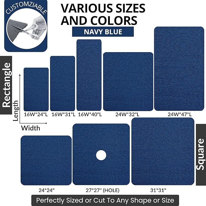 Square Shower Mat - Non Slip Shower Mats for Inside Shower - Extra Large 31x31 Shower Floor Mat Non Slip - Square Bath Mat for Shower - Secure Anti Slip Loofah Shower Bath Mat (31x31 Navy)