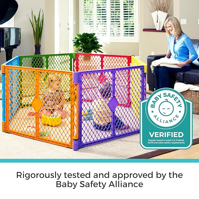 Toddleroo by North States - Superyard Colorplay 2-Panel Door Extension: 65.5 Inch Play Yard Extension with Door - Works with Superyard Playpens - Colorplay