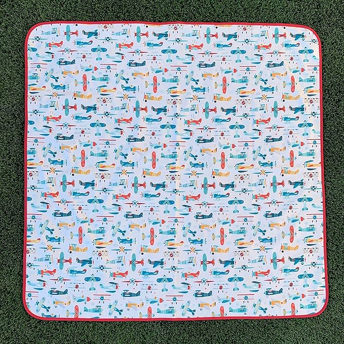 BapronBaby Retro Airplanes Splash Mat - Waterproof Catch-All for Under High Chairs, Floors, Tables, Playtime or Arts & Crafts - Machine Washable - 45" x 45”