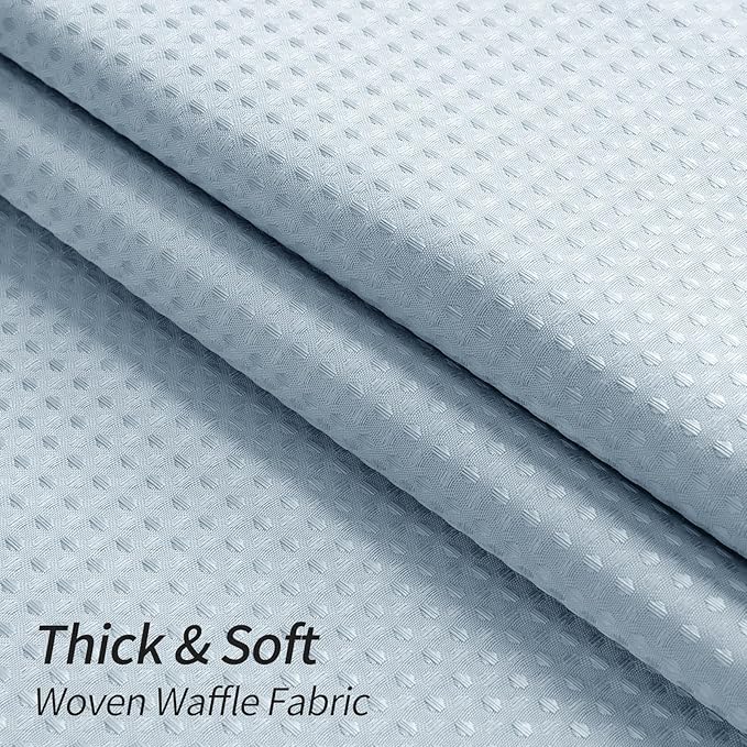MitoVilla Blue Waffle Fabric Shower Curtain, Light Blue Waffle Weave Textured Shower Curtains for Modern Luxury Bathroom Decor, Grey Blue Hotel Spa Shower Curtain, 72 x 72, Baby Blue/Fog Blue