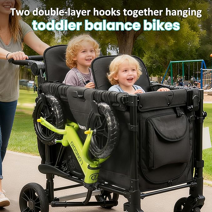 Stroller Hooks for Wonderfold Wagon W2&W4, Double-Layer Multipurpose Side Hook, Space-Saving for Hanging Balance Bikes & Everything, Durable Plastic Wagon Accessories, 40kg Sturdy Load-Bearing (4PCS)
