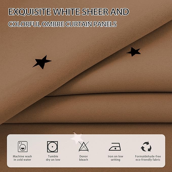 XiDi Blackout Curtains for Bedroom Windows - 96 in Long, 52 in Wide, 2 Panel Brown Unicorn Pattern for Girls & Kids Room Decor
