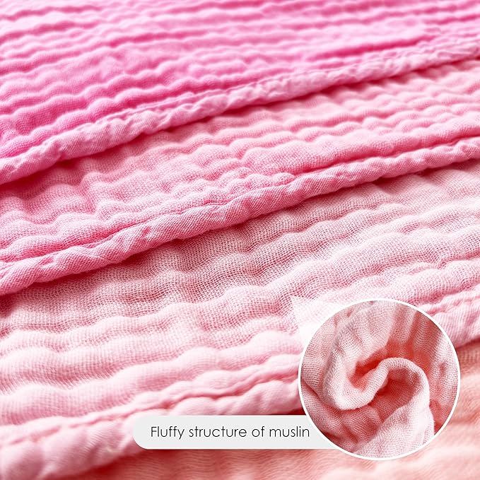 Baby Washcloths -100% Cotton Muslin Soft Baby Bath Wash Cloths and Absorbent Baby Wipes for Newborns Kids Girls and Boys - 12 Pack, 12x12 Inches - Pink, Purple, Sakura Series