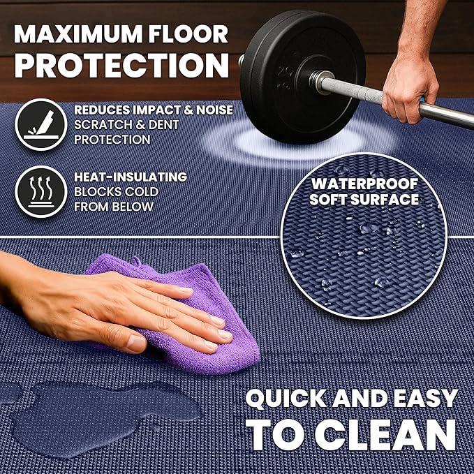 bemaxx Gym Mats Set - 18 pcs EVA Interlocking Foam Floor Tiles (12.6"x12.6"x0.4") 18sqft Protective Gym Flooring Sports Home Workout Exercise Mats Puzzle Garage Fitness Play-Room Pool Treadmill Bike
