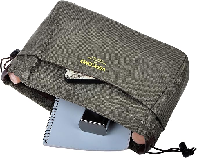 Vercord Canvas Handbag Organizers, Sturdy Purse Insert Organizer Bag in Bag, 10 Pockets Color Army Green Large