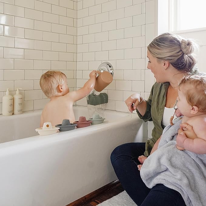 mushie Bath Spout Cover | Soft Silicone Bathtub Faucet Safety Guard for Kids | Universal Fit (Periwinkle)