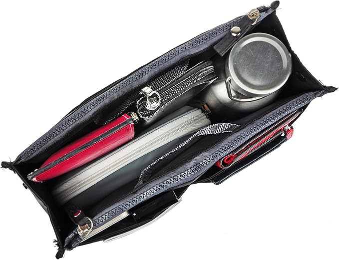 Vercord Updated Purse Handbag Organizer Insert Liner Bag in Bag 13 Pockets Black Small