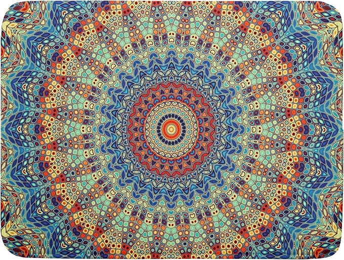 Bohemian Mandala Dish Drying Mat for Kitchen Counter Boho Ethnic Drying Mat 18 x 24 Inch with High Absorbent Reversible Microfiber Dish Drying Pad Dish Rack Pad Drainer Mat for Coffee Bar