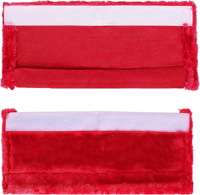 Amooca Soft Faux Fur Universal Fit Seatbelt Cover Car Truck SUV Airplane Seat Belt Shoulder Pad for Carmera Backpack Straps Neck Cushion Protector Extra Long 15.7in Red