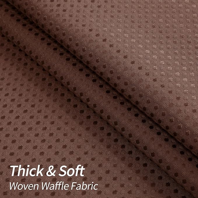 MitoVilla Brown Waffle Fabric Shower Curtain, Modern Waffle Weave Textured Shower Curtains for Luxury Rustic Bathroom Decor, Heavy Vintage Bathroom Shower Curtain, 72 x 72