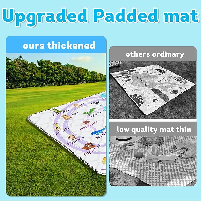 Baby Play Mat，Thick Soft 71" X 79" Playpen mat, Non-Slip and Machine Washable Baby Play Mats for Floor，Crawling Mat for Babies, Toddlers & Infants to Play and Learn (Purple Animal)