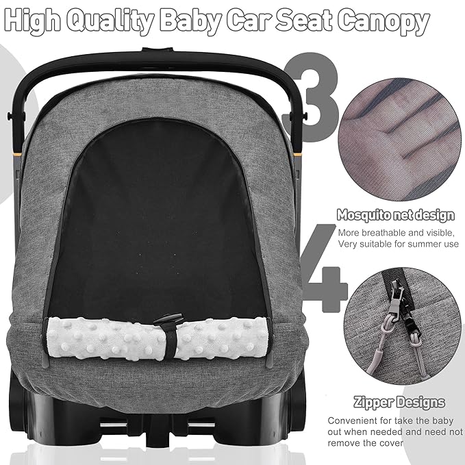 Waterproof Baby Car Seat Cover Compatible with Doona Car Seat and Stroller,Patented Windproof Car Seat Canopy for Boys & Girls, Keeps Babies Warm and Coz(Gray)