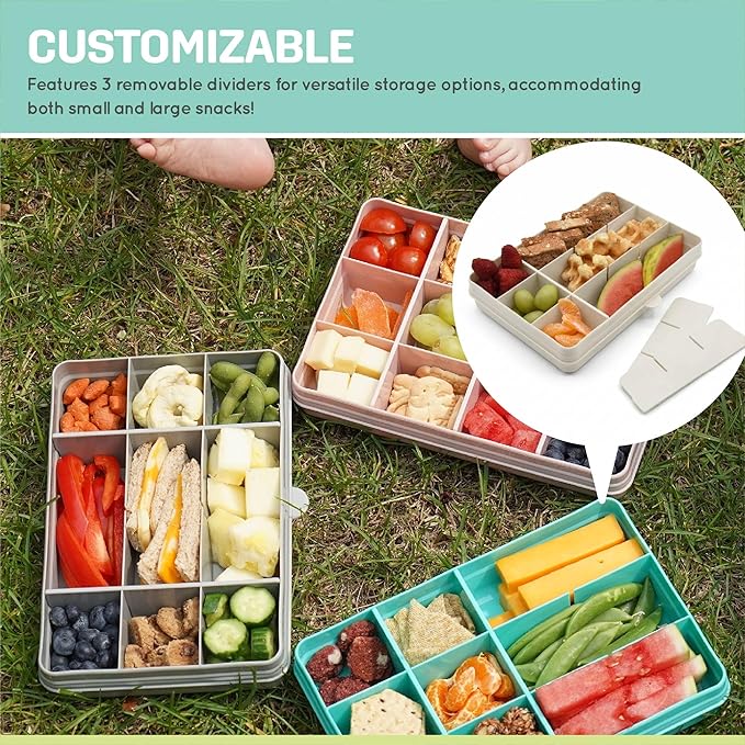 melii Snackle Box | 12 Compartment Divided Snack Container, BPA-Free Food Storage, Removable Dividers, Perfect for Kids Snacks, Arts & Crafts, Beads, and Kitchen Organization (White)