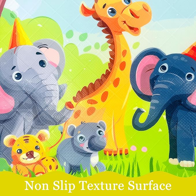 BEEHOMEE Bath Mats for Tub Kids,Baby Toddler - Large Cartoon Non-Slip Bathroom Bathtub Anti-Slip Shower Mats for Floor 35x15,Machine Washable XL Size Bathroom Mats (Jungle Friends)