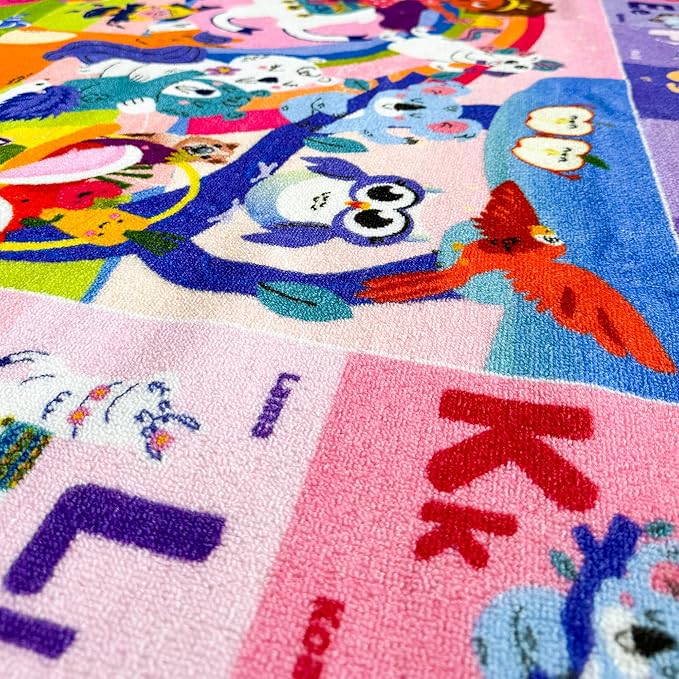 QUOKKA Small Classroom Girl Rug for Kids - 60x41 ABC Rugs for Playroom - Bedroom Alphabet Learning Area Rug - Girls Toddler Rugs Boys and Girls - Kids Room Carpet