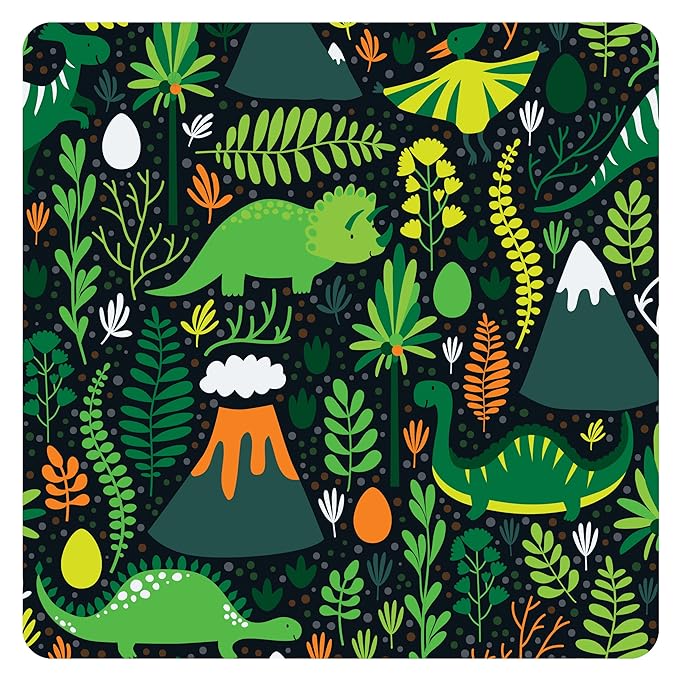 BapronBaby Dino Days Splash Mat - Waterproof Catch-All for Under High Chairs, Floors, Tables, Playtime or Arts & Crafts - Machine Washable - 45" x 45”