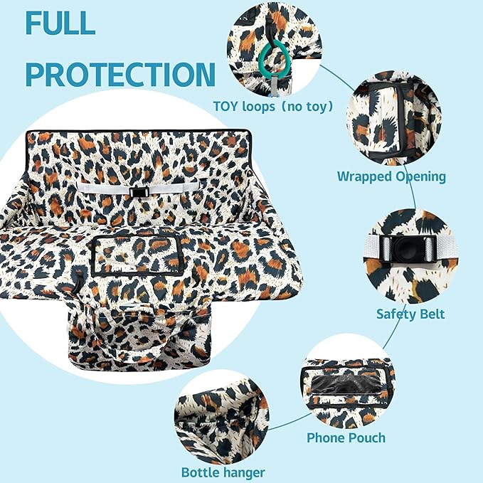 Shopping Cart Cover for Baby,2-in-1 High Chair Cover Soft,Portable, and Machine Washable,Comfortable Cotton Seat Pad with Safety Harness and Portable Cloth Bag,Fits All Supermarkets and Restaurants