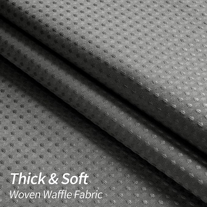 MitoVilla Grey Shower Curtain 72 x 78, Long Waffle Fabric Shower Curtains for Modern Luxury Bathroom Decor, Heavy Duty Hotel Cloth Shower Curtains 78 inch Long, Charcoal Grey