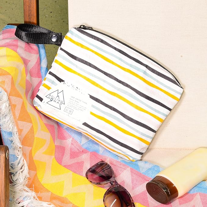 Rolling Nomad Tyvek Zippered Pouch, Swimsuit Bags, Wet & Dry Reversable Bags, Travel, Toiletry, Pool & Beach Essentials, Waterproof, Summer Must Haves, 8x6.5x1, (Small)