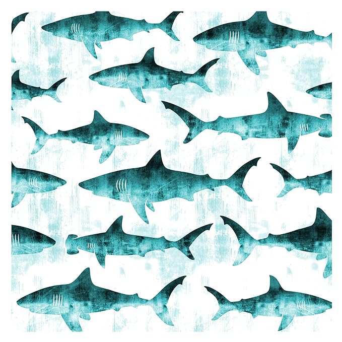 BapronBaby Shark Attack Splash Mat - Waterproof Catch-All for Under High Chairs, Floors, Tables, Playtime or Arts & Crafts - Machine Washable - 45" x 45”