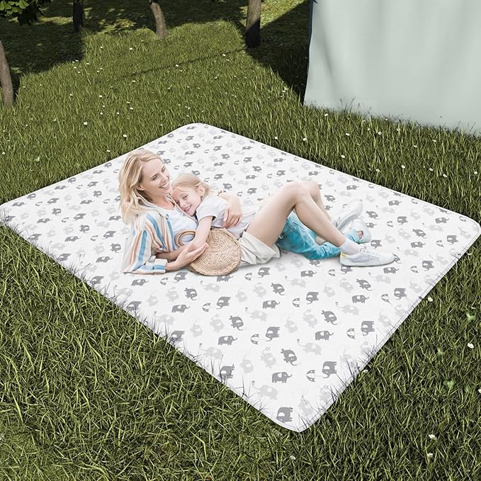 Large Splat Mat for Under High Chair/Arts/Crafts/Playtime, Moonsea High Chair Mat for Floor Non Slip Waterproof Washable Portable Picnic Splash Mat for Baby, 54X72 Inch - Elephant