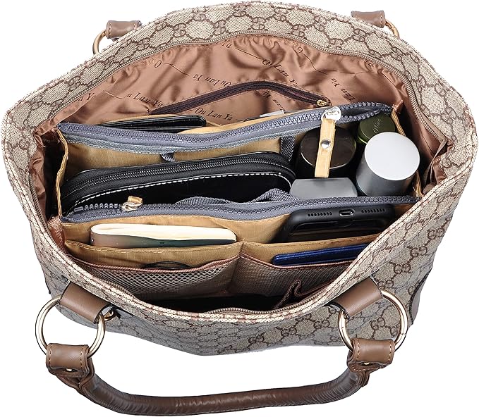 Vercord Updated Purse Handbag Organizer Insert Liner Bag in Bag 13 Pockets New Khaki Large
