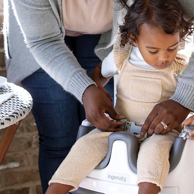 Ingenuity Baby Base 2-in-1 Booster Feeding and Floor Seat with Self-Storing Tray - Peony