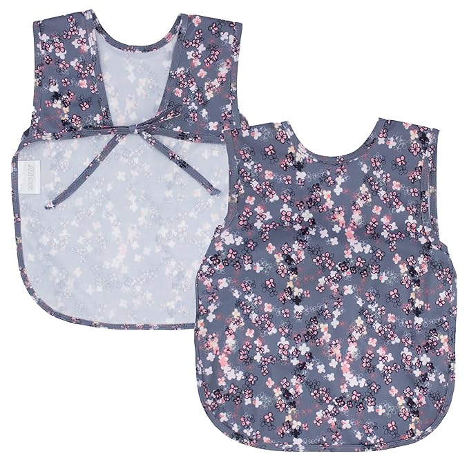 BapronBaby Ditsy Floral Bapron - No Neck Tie Safer Bib for Baby & Toddler - Soft Waterproof Stain Resistant - Machine Washable - Sz Baby/Toddler 6m-3T
