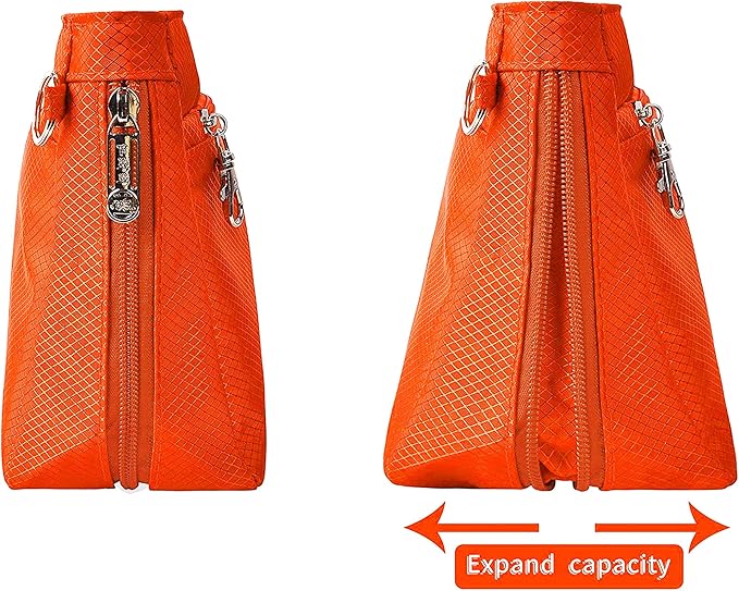 Vercord Expandable Nylon Handbag Purse Organizer Insert Liner Shaper Bag in Bag Orange Medium