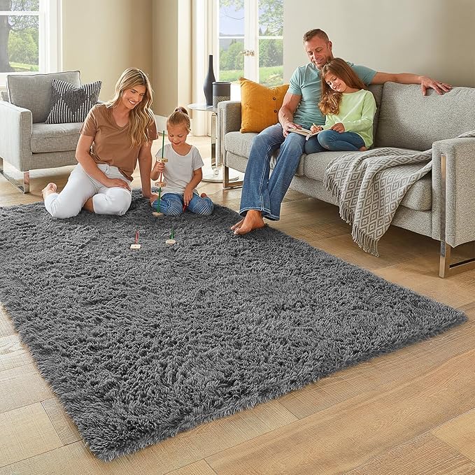 Ophanie Area Rugs for Bedroom Living Room,Color 1- Grey,Size 4' x 6',Shape Rectangular