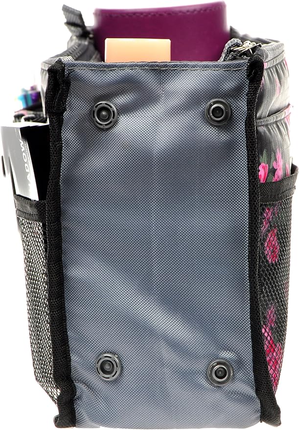 Vercord Purse Organizer Insert for Handbags Bag Organizers Inside Tote Pocketbook Women Nurse Nylon 13 Pockets Black Red Flower Medium