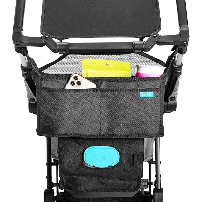 Munchkin® Brica® Stroller Organizer Bag - Universal Fit with Cup Holders and Wipes Case, Fits UPPAbaby, Evenflo, BabyTrend and More, Black (Pack of 4)