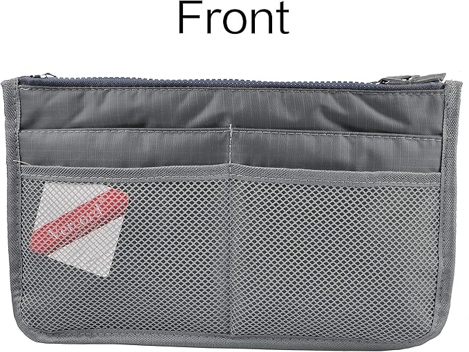 Vercord Updated Purse Handbag Organizer Insert Liner Bag in Bag 13 Pockets Grey Medium
