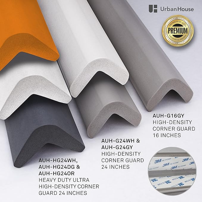 urbanhouse Ultra High-Density Heavy Duty Corner Guard Edge Protector & Bumper for Parking Garages, Workshops and Warehouses - Orange, 24 Inches - 1 Each