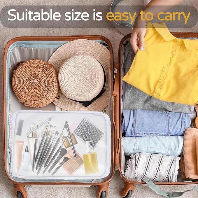 3PCS Clear Hard Plastic Zipper Case, Double Zippers Hard Pouch, Portable Travel Organizer Bin Clear Makeup Bag for Toy Storage, Snack Bag,Cosmetics, Diaper Bag,Toiletry Bag (3PCS-M-Mixed)