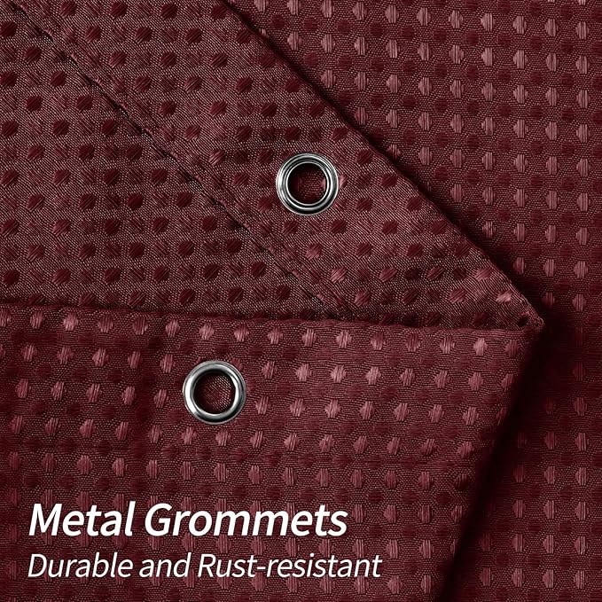 MitoVilla Extra Long Shower Curtain 72 x 84, Burgundy 84 inch XL Waffle Fabric Shower Curtains for Modern Luxury Bathroom Decor, Wine Red Waffle Weave Textured Shower Curtain 84 inch