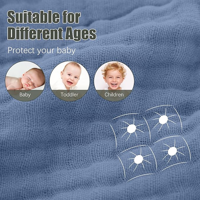 Spotted Play 2 Pack Hooded Baby Towels - 100% Muslin Cotton for Newborns, Infants, Toddlers - Large 32x32 Inch Size - Highly Absorbent and Essential for Newborn Care, Light Navy