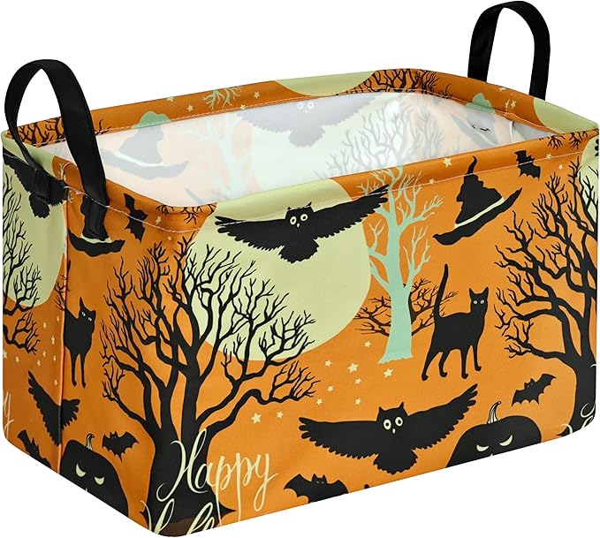 KUNRO Owl Pattern Storage Basket Gift Shelf Basket Storage Bin, Nursery Basket Organizer Box for With Handles for Room Deco