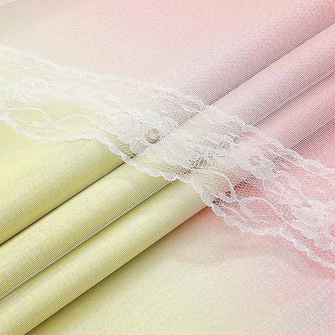 XiDi Pink Yellow Curtains 84 Inches Long 2 Panels for Girls Bedroom Blackout Curtains with Sheer Overlay for Kids Princess Nursery Room Darkening Mix & Match Double Layer Grommet Drapes W34 X L84