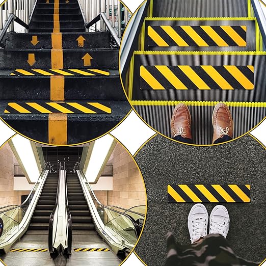 15 Pack Grip Tape for Stairs, 30 x 5.9 in Black and Yellow Anti Slip Tape High Traction Friction Abrasive Non Skid Safety Tapes for Steps Outdoor Waterproof