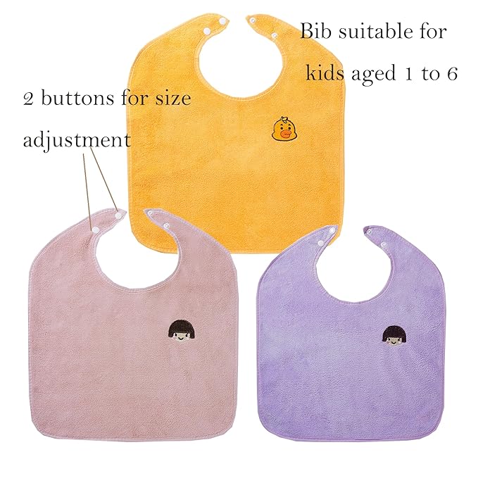 Baby Bibs for Girls or Boys, Toddler Bibs for Feeding (2 pink purple yellow)