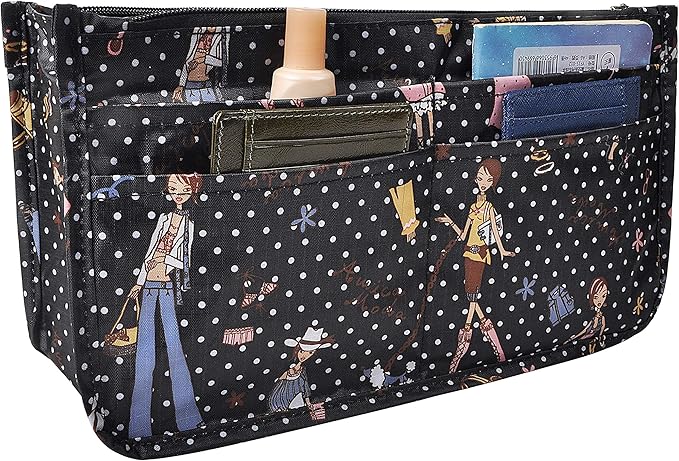 Vercord Patterned Purse Handbag Tote Pocketbook Bag Organizer Insert with Zipper Handle for Women Large Beauty