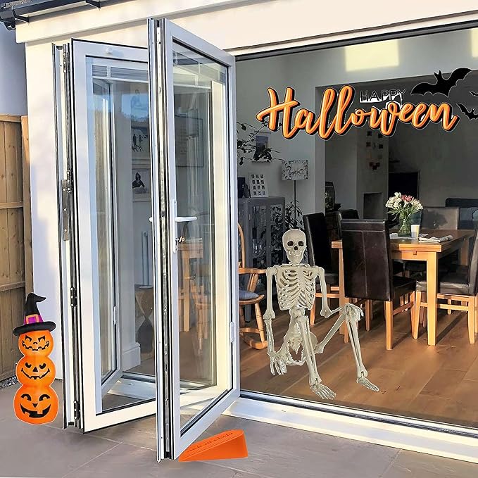 Halloween Orange Large Rubber Door Stopper Made in USA - Door Stop Wedge for Carpet, Tile, or Concrete - Door stoppers for Bottom of Door -Heavy Duty for Commercial & Home Use 6.5 x 2.75 x 1.9 in 2PK
