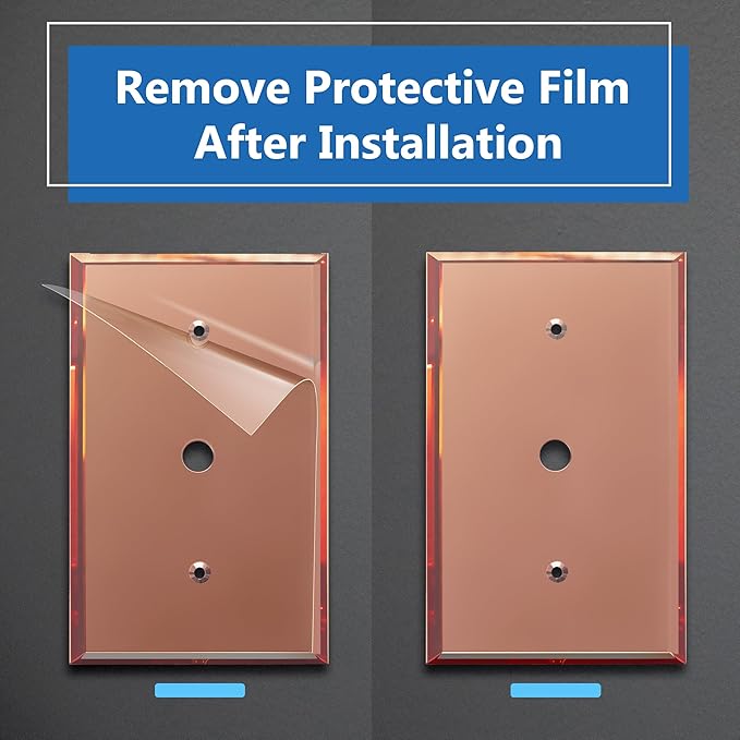 LIDER Reflective Acrylic 0.406" Diameter Hole Phone Cable Wall Plate, Mirrored Cable Plate, Acrylic Glass, Oversized 1-Gang 5.25" x 3.44", LWP-41O-ARG, Rose Gold