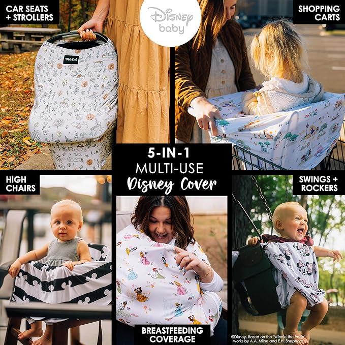 Milk Snob Original Disney 5-in-1 Cover, Winnie The Pooh Baby Bee, Added Privacy for Breastfeeding, Baby Car Seat, Stroller, High Chair, Shopping Cart, Lounger Canopy - Newborn Essentials, Nursing Top