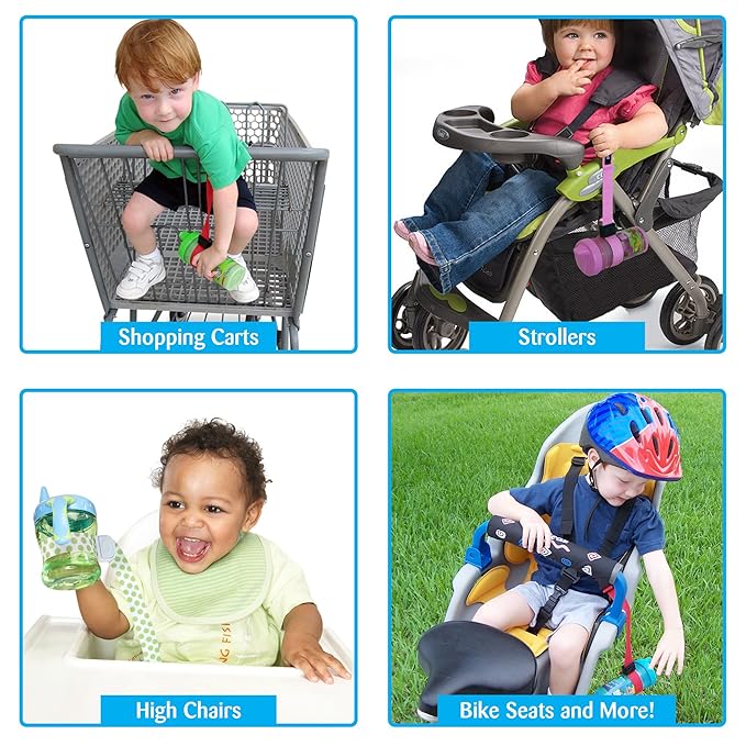 PBnJ Baby SippyPal Sippy Cup Holder Strap Leash Tether (Green Paisley 2-Pack)