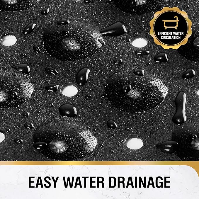HITSLAM Bath Mat for Tub, Non Slip Bathtub Mat, 40 x 16 Inch Extra Long Bath Tub Mat, Machine Washable Bathroom Shower Mat with Suction Cups and Drain Holes, Soft on Feet, Clear Black